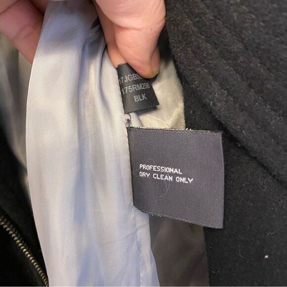 Kenneth Cole wool blend black pea trench coat belted goth Y2K -XS - Picture 10 of 12